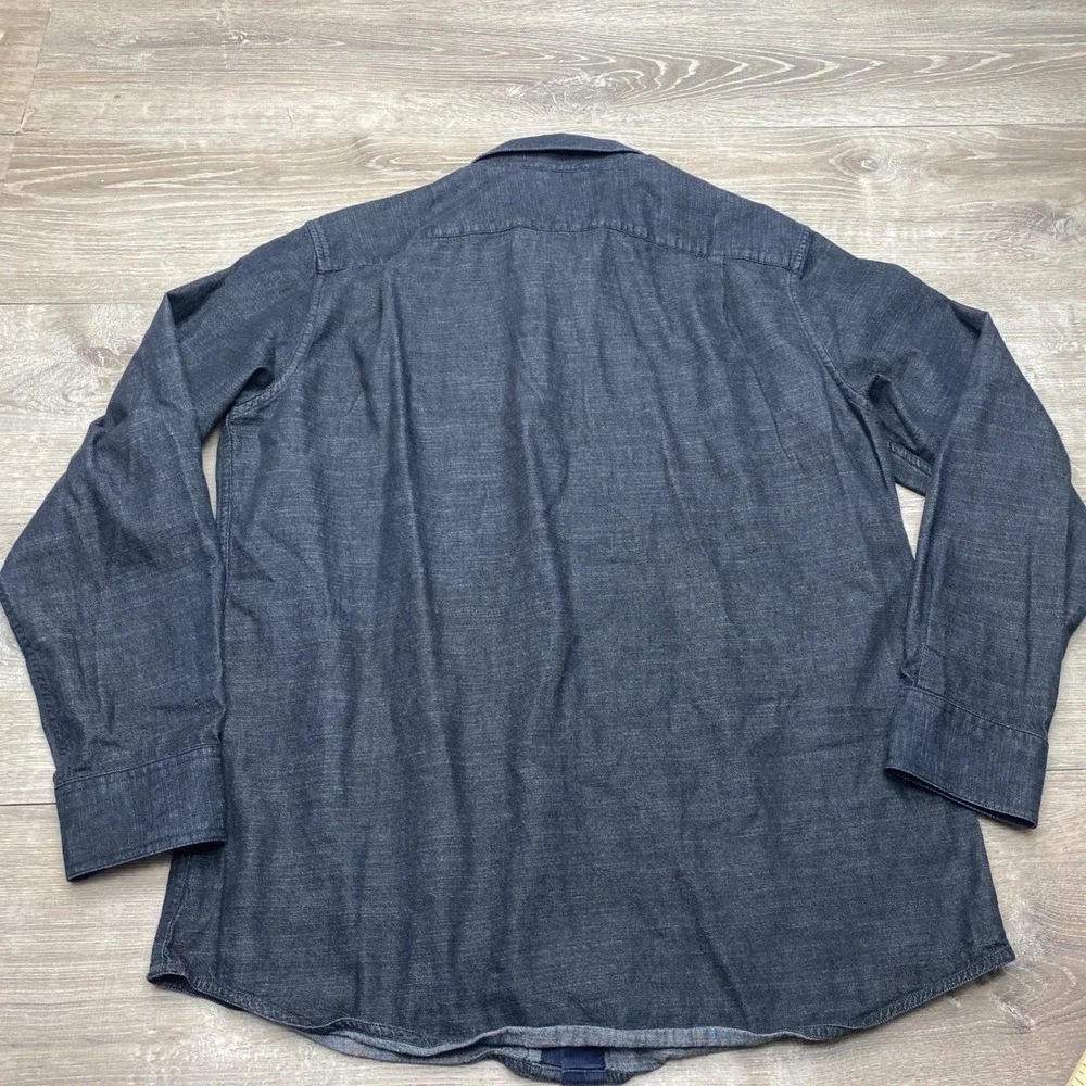 Banana Republic Shirt Standard Fit Mens Large Blue Cotton Denim Button Down Long